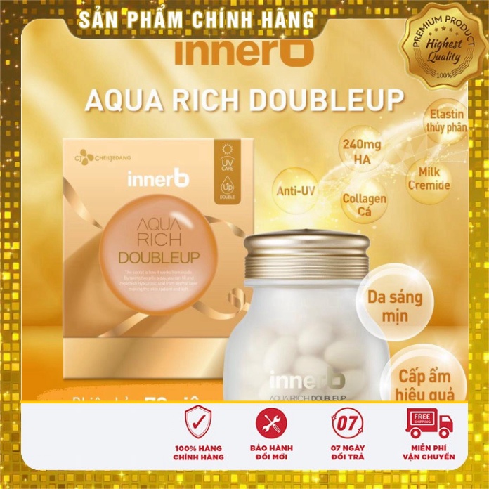 [Chính hãng] Viên uống InnerB Aqua Rich Double Up Cấp Nước ( Mẫu mới 70 Viên x 600mg)- Date mới