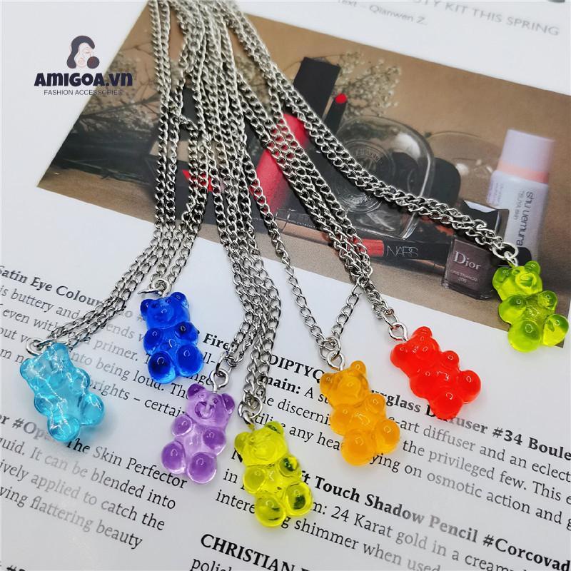 Vòng cổ Mặt Hình Kẹo Trong Suốt Hình Gấu Dễ Thương