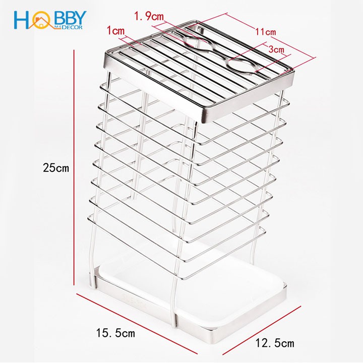 Kệ đựng dao HOBBY Home Decor KDD25 Inox 304 nhiều ngăn tiện dụng - có khay hứng nước - không rỉ sét