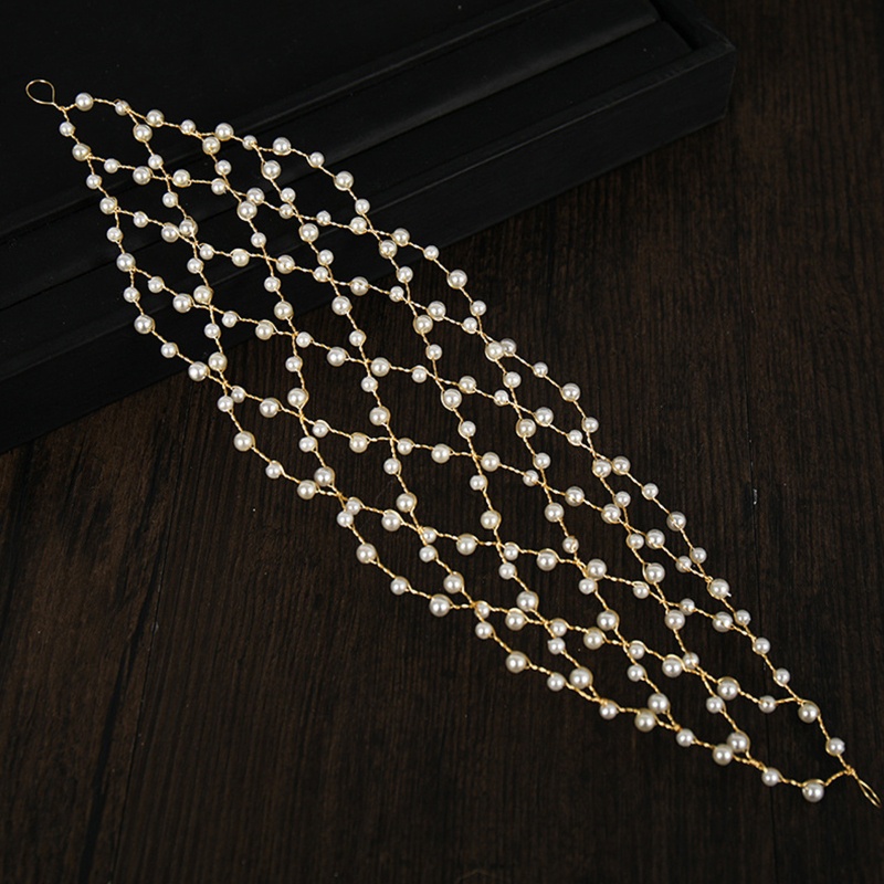 Flgo Băng Đô Cài Tóc Đính Pha Lê Và Ngọc Trai Phong Cách Đường Phố Dành Cho Cô Dâu