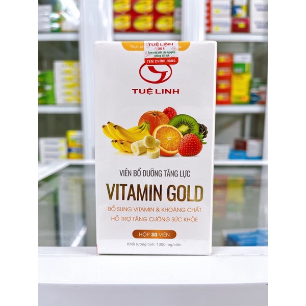 Viên bổ dưỡng tăng lực Vitamin Gold Tuệ Linh- Bổ sung vitamin và khoáng chất tăng sức đề kháng- Lọ 30 viên