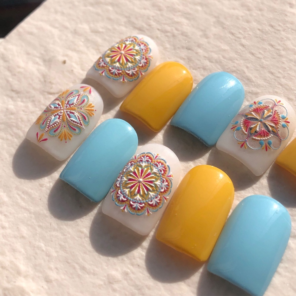 Đề Can Lá Nhôm Chất Lượng Cao Dùng Để Trang Trí Móng Tay 3D Phong Cách Bohemian