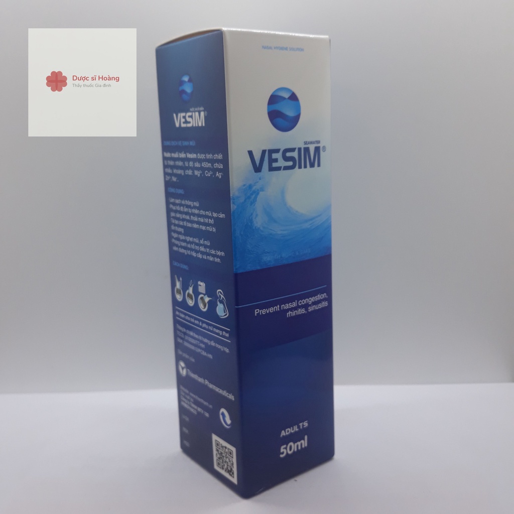 VESIM - Dung dịch vệ sinh mũi nước biển làm sạch và thông mũi - Lọ 50ml