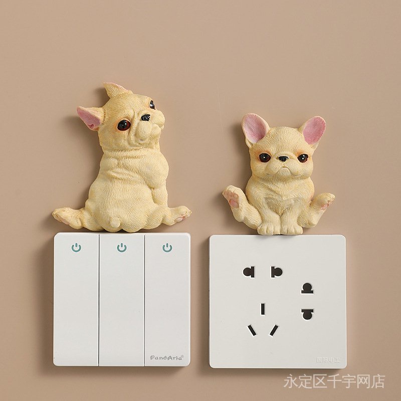 Miếng Dán Trang Trí Công Tắc Hình Chó Bull Dễ Thương