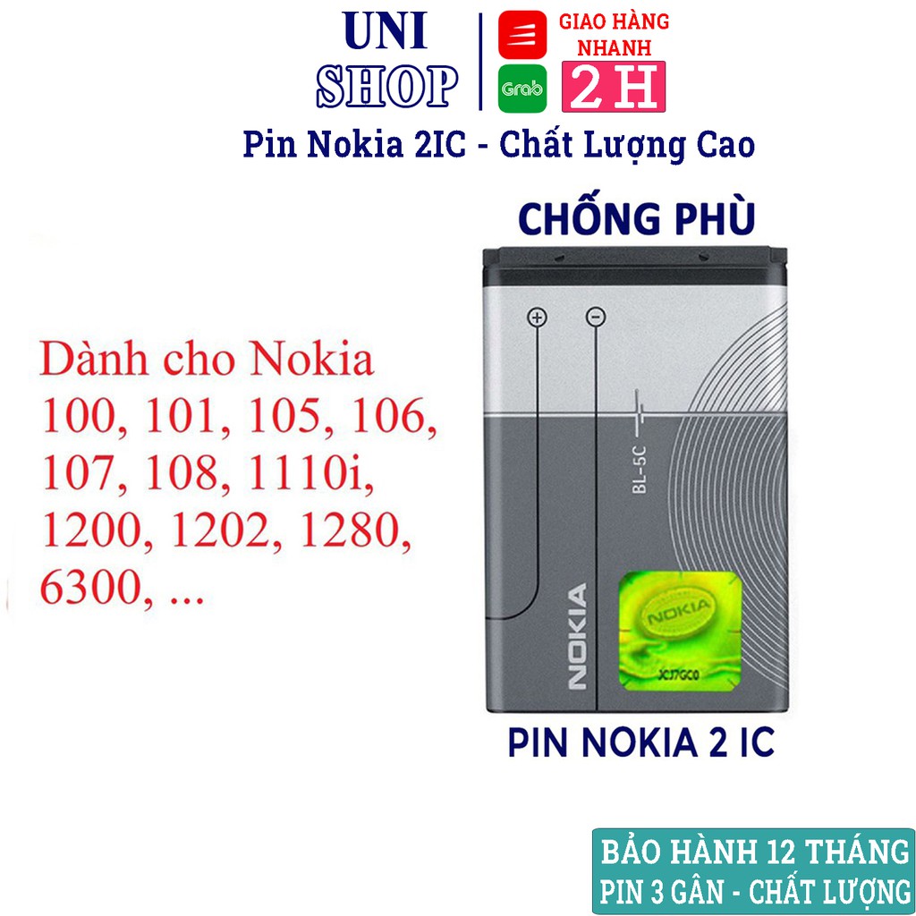 Pin nokia bl 5c , pin bl 4c , pin nokia bl 5c cho nokia 1280 110i  - Uni Shop