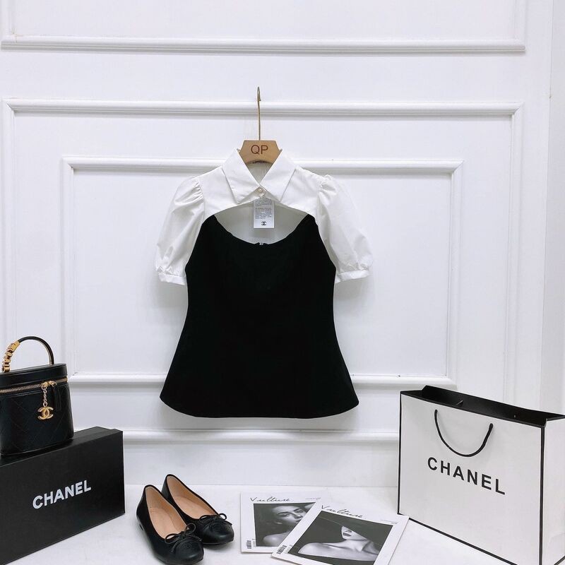 [Mã FAMAYWA giảm 10K đơn 50K] Áo kiểu pha màu hở cổ tinh tế xinhh | BigBuy360 - bigbuy360.vn