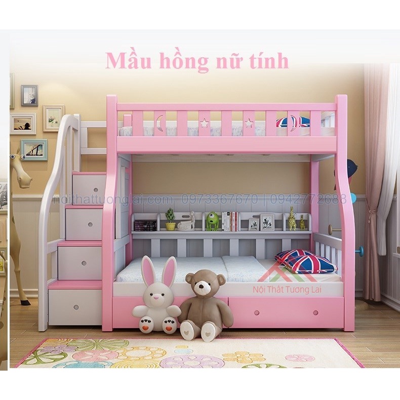 Giường tầng trẻ em gỗ sôi nga phong cách hiện đại , sang trọng GT6830 sơn màu theo nhu cầu khách hàng.