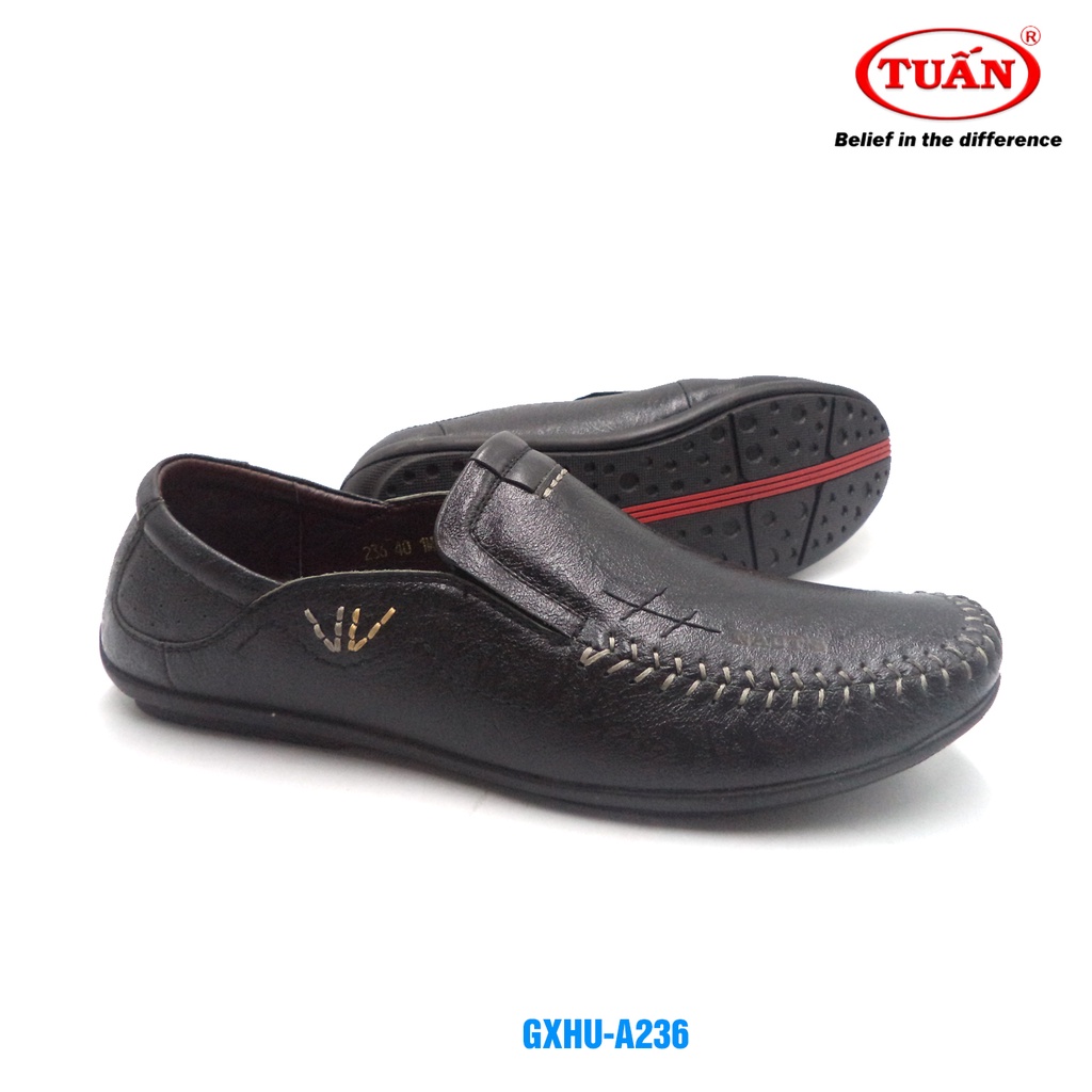 Giày lười nam giày mọi quai da bò đế cao su thương hiệu Tuấn GXHU-236
