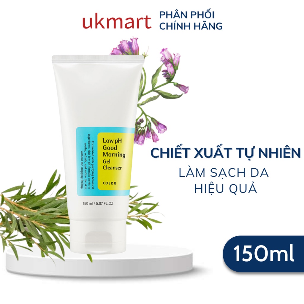 Sữa Rửa Mặt Cosrx Good Morning Low PH Cleanser 150ml Dạng Gel Chiết Xuất Tinh Dầu Tràm Trà