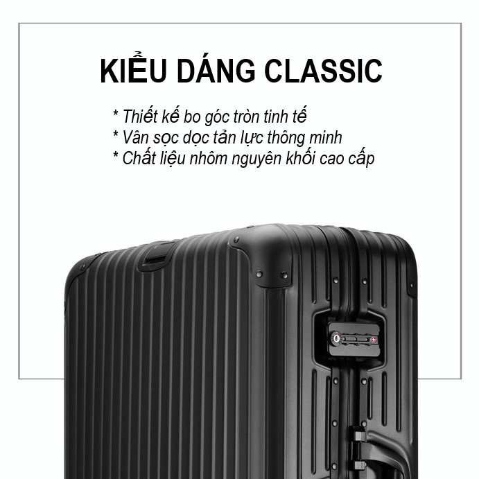 Vali kéo du lịch, vali nhôm nguyên khối cao cấp mã 1801 hàng Quảng Châu cao cấp