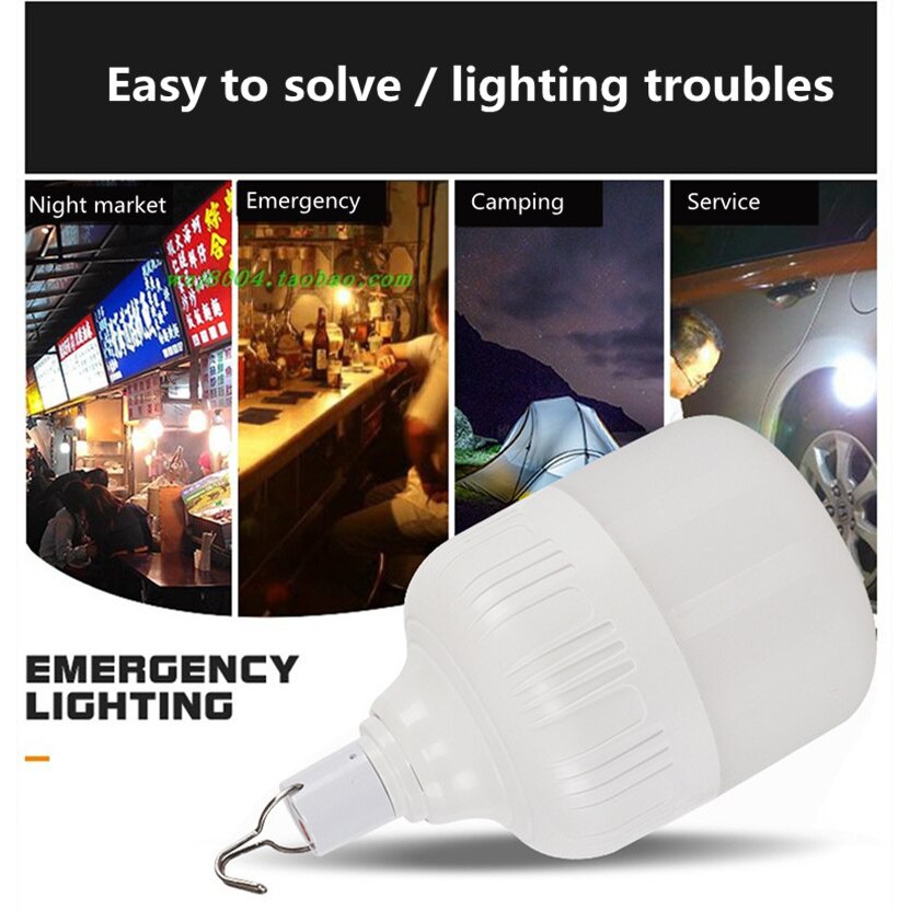 Bóng đèn Led sạc tích điện 50W/70W/80W thích hợp Du lịch-Dã Ngoại- Bán Quán_ Mos Shop