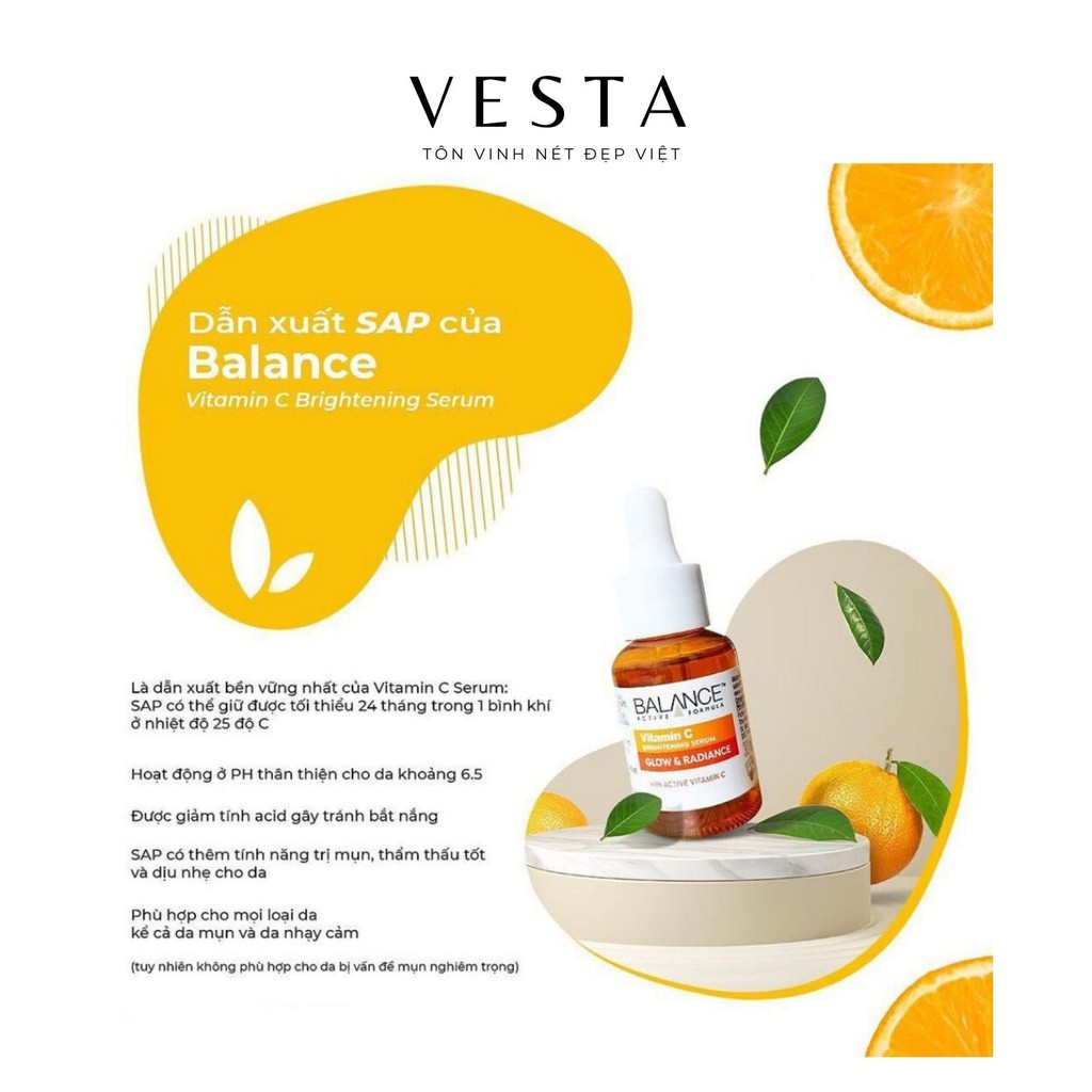 Serum Vitamin C Balance - Tinh Chất Serum Vitamin C Dưỡng Trắng Da Mờ Thâm 30ml