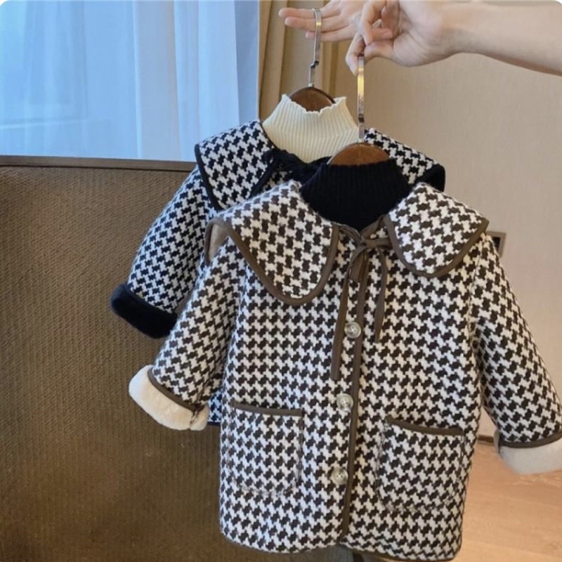 Áo dạ kẻ lót lông cho bé - cao cấp - chất dày dặn
