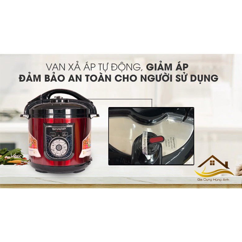 Nồi Áp Suất Đa Năng Sharp Dung Tích 6L, Thiết Kế Chắc Chắn, Lòng nồi hợp kim chống Dính, Nấu Nhiều Món Ngon, BH 12 Tháng