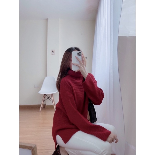 LINA SHIRT - áo len cổ lọ dáng xẻ