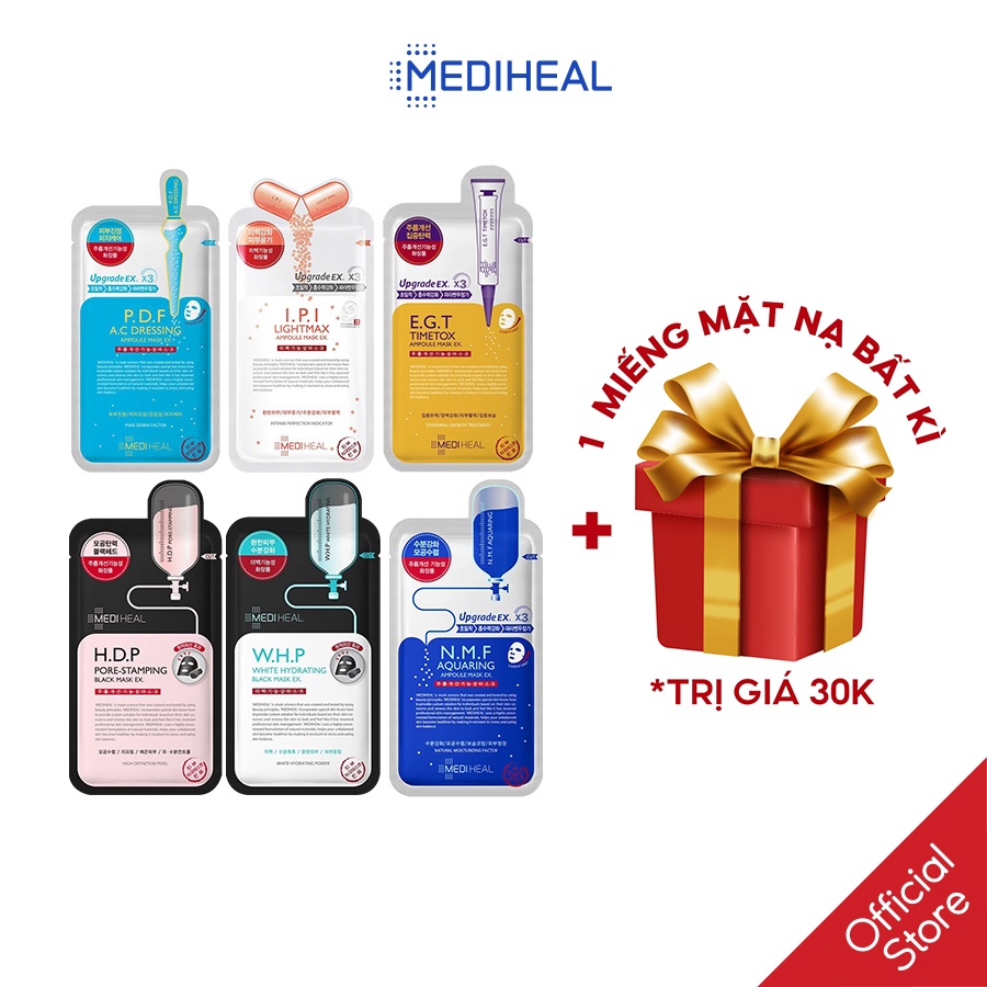 [Nhập mã COSMH22 giảm 8%] Mặt nạ Mediheal Ampoule Mask EX và Black Mask EX 24ml