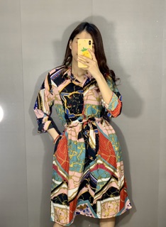 Đầm sơmi lưng thun