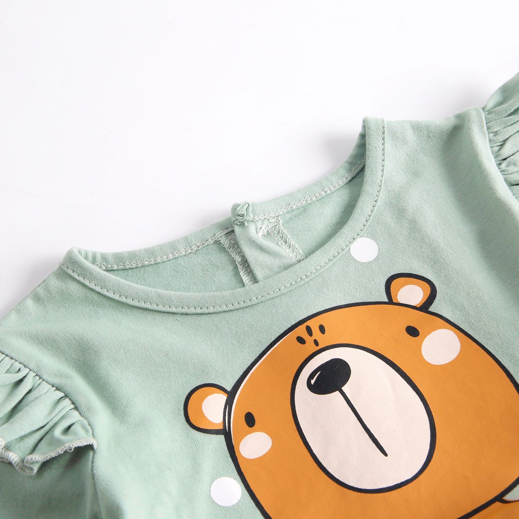 Áo liền thân Sanlutoz họa tiết chú gấu xinh xắn cho bé gái