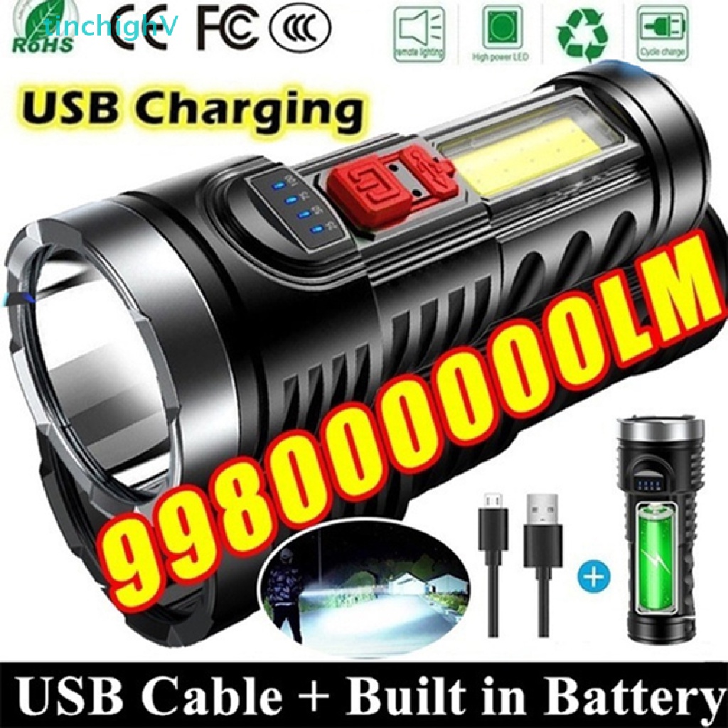 Đèn Pin LED Siêu Sáng Sạc USB Tiện Dụng Mang Theo Du Lịch Leo Núi