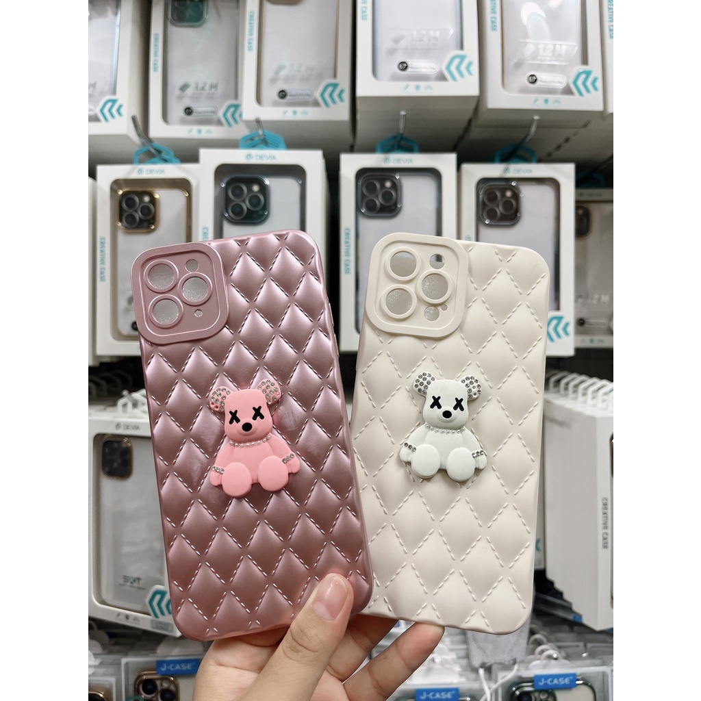 CUTE VIỀN VUÔNG BẢO VỆ CAMERAỐp Điện Thoại Hình Gấu 3D QUẢ TRÁM Cho Iphone X XS 11 12 13 PRO MAX SAMSUNG A12 A03