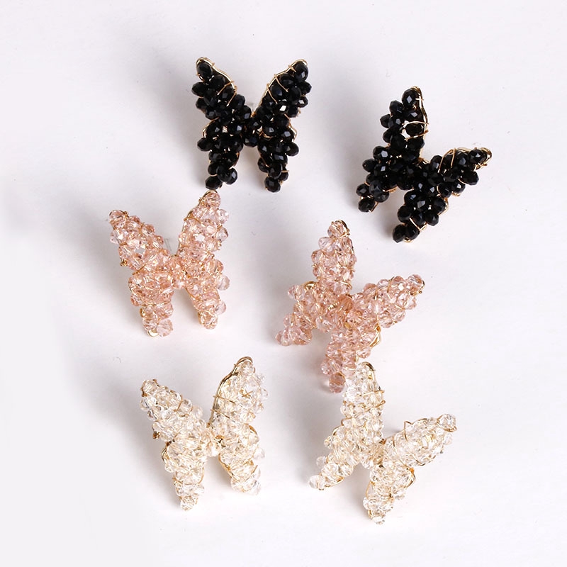 Bông Tai Mạ Bạc 925 Hình Bướm Đính Đá Phong Cách Hàn Quốc