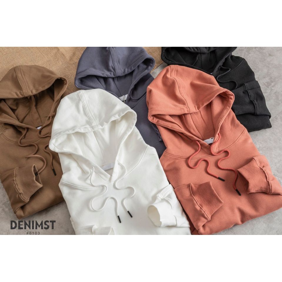 Áo Hoodie Nam Trơn Cao Cấp DENIMST 6103 Chất Liệu Nỉ Da Cá, Dáng Suông