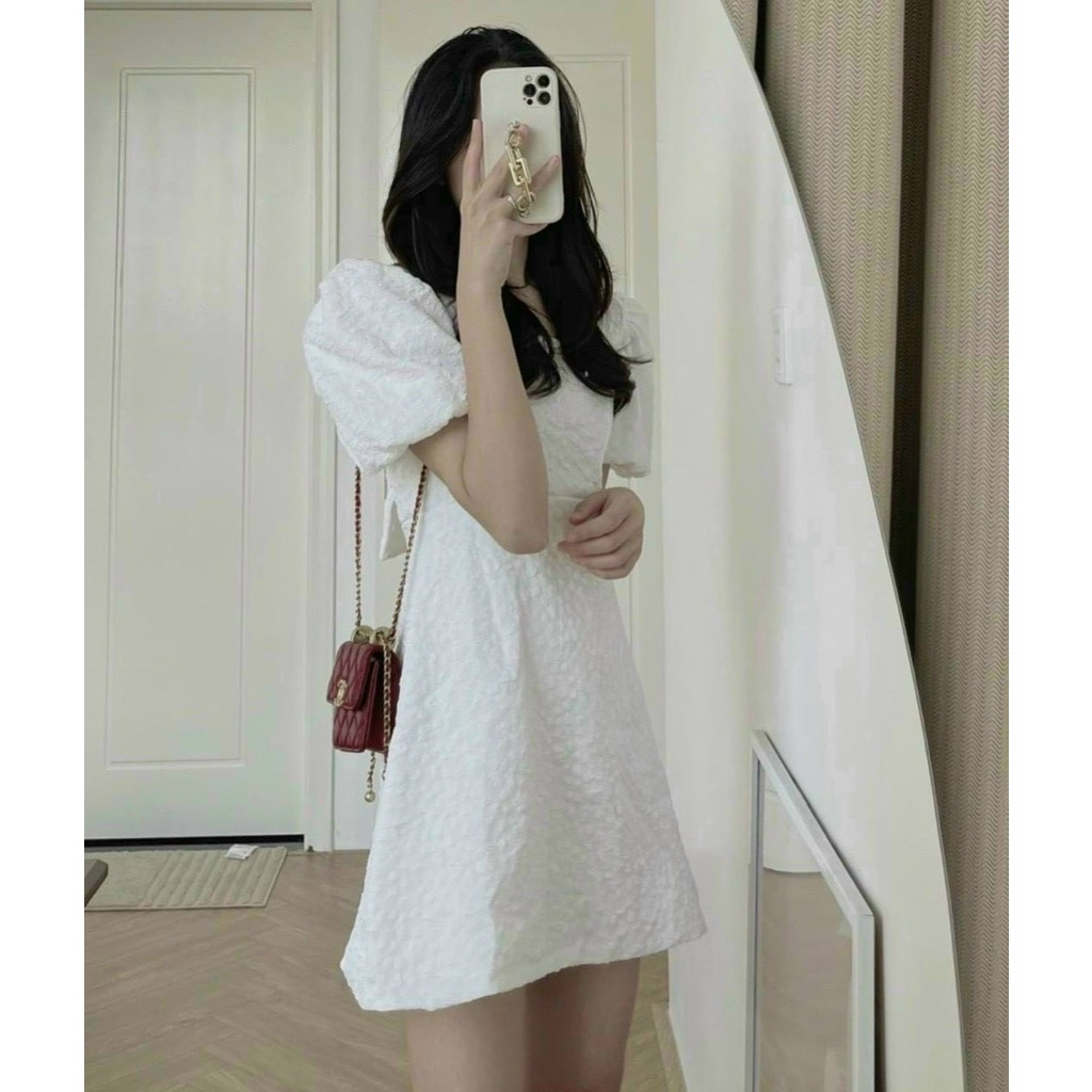 Đầm Babydoll Tay Phồng Có Nơ Sau Lưng Váy Babaydoll Tay Phồng Có Nơ Sau Lưng Smide Clothing