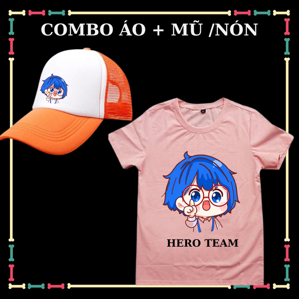 Combo áo mũ/nón in mẫu Hero Team siêu hot cho bé trai, bé gái