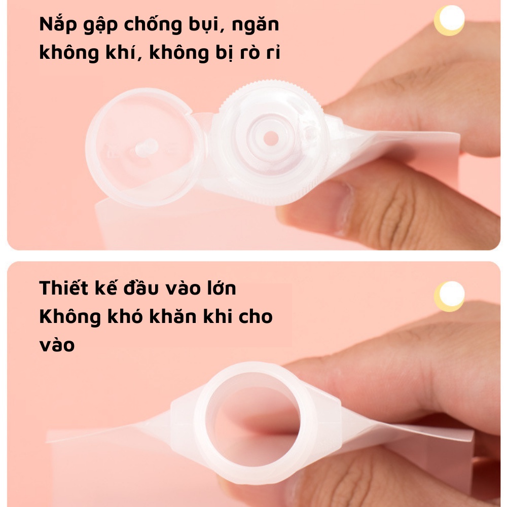 Túi chiết mỹ phẩm dầu gội có hình dán sticker có thể tái sử dụng tiện lợi khi đi du lịch