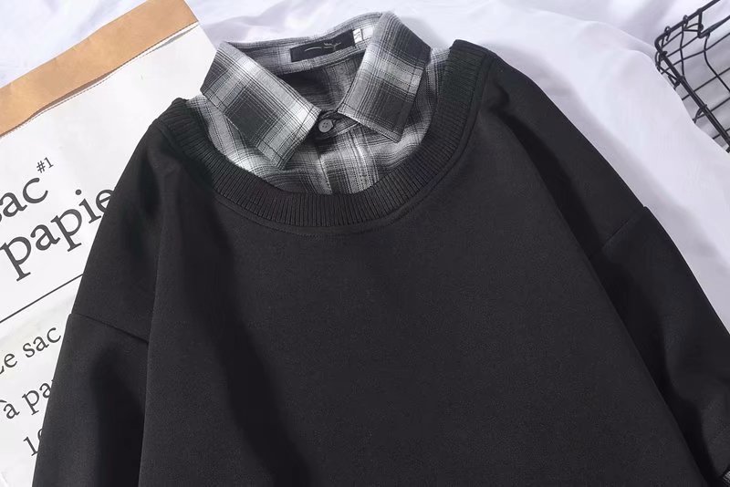 Áo tay dài giả hai lớp cổ sơ mi nhiều màu tùy chọn thời trang