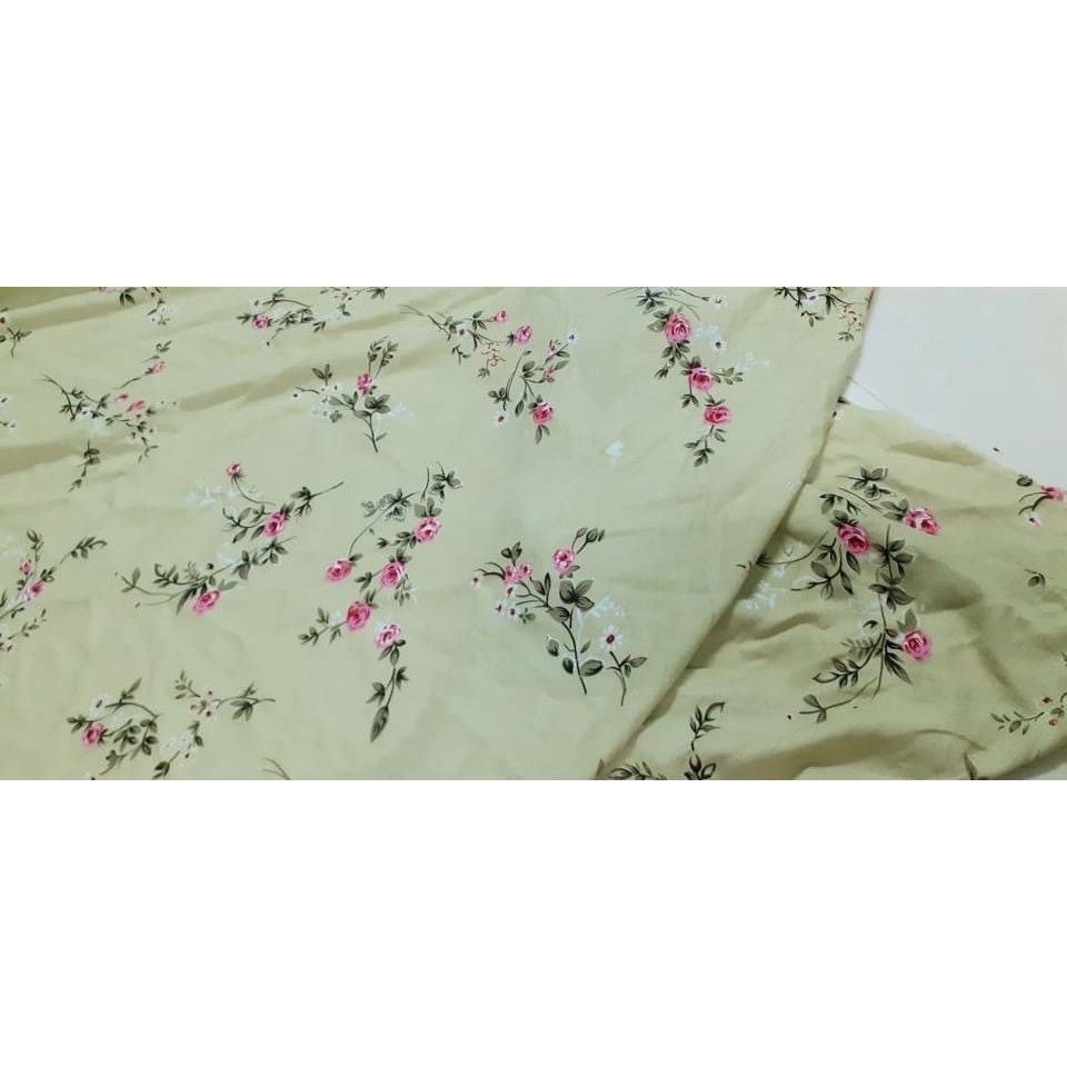 Rèm linen cành hồng mềm rủ vintage