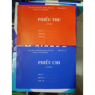 Phiếu Thu/chi 2 liên cacbon (60 tờ)