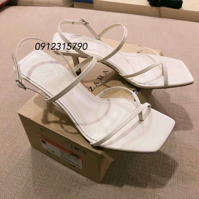 Sandal da màu trắng cao gót ZaRa . Ảnh thật