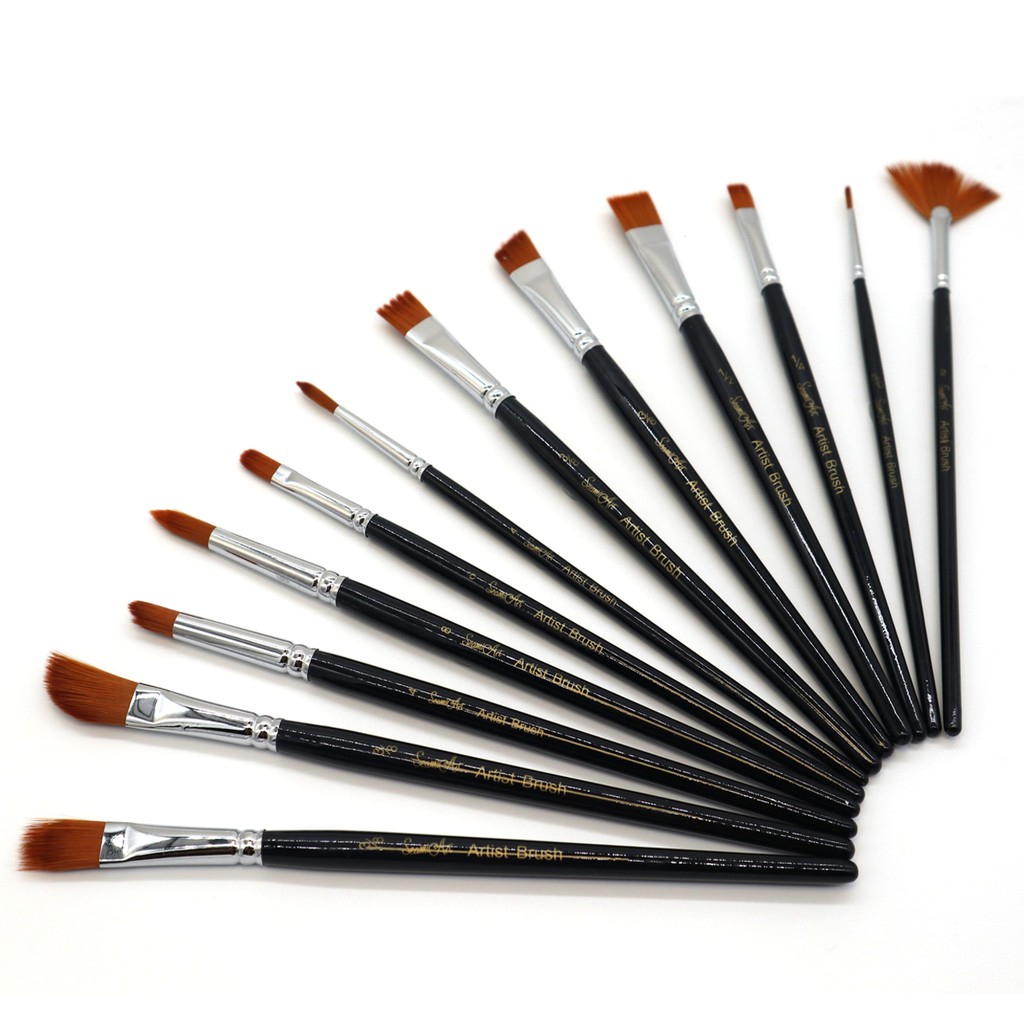 Bộ 12 Cọ Vẽ Tranh SeamiArt Bằng Nylon Nhiều Kiểu Dáng