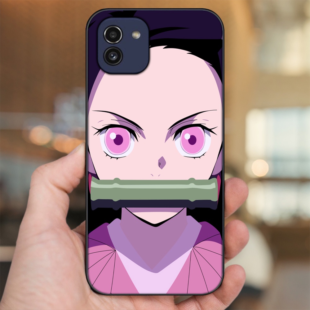 Ốp lưng Samsung A03 viền đen in hình Nezuko Kimetsu no Yaiba