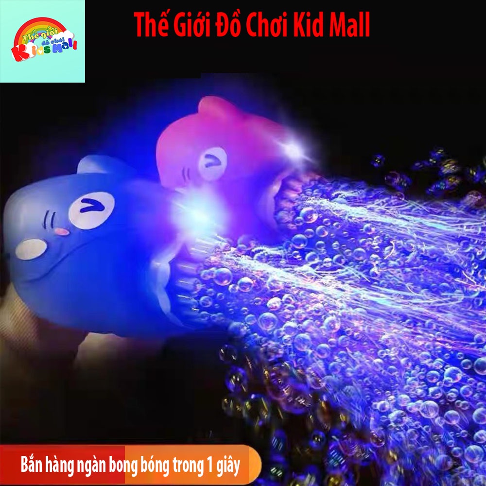 Súng bắn bong bóng cá mập cầm tay 10 nòng cho bé ( Tặng kèm xà phòng + tặng pin ), trò chơi vui nhộn, quà tặng cho bé