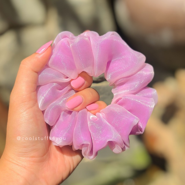 Đồ buộc tóc scrunchies voan phồng 2 lớp thiết kế SakuraHoa Anh Đào