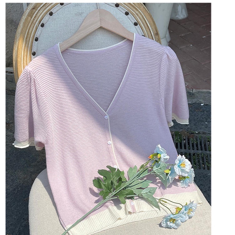 Áo Dệt Kim Ngắn Tay Thoáng Khí Thoải Mái Phong Cách Mới Xuân Hè 50914