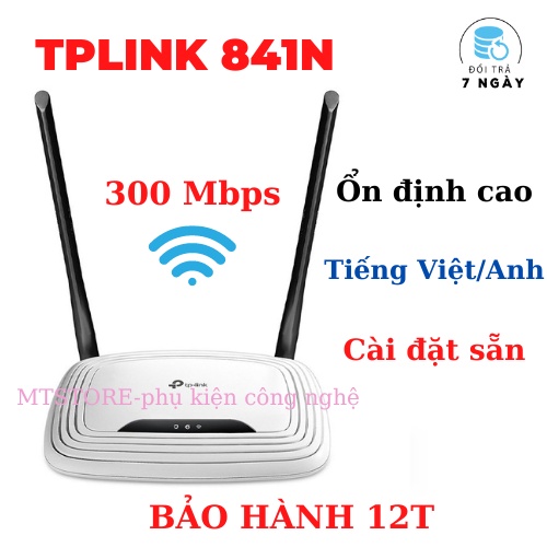 [BH 12T] Bộ phát Wifi TPLINK 841N 2 râu chuẩn N 300Mbps, Router wifi tplink giá rẻ cắm dây mạng dùng ngay