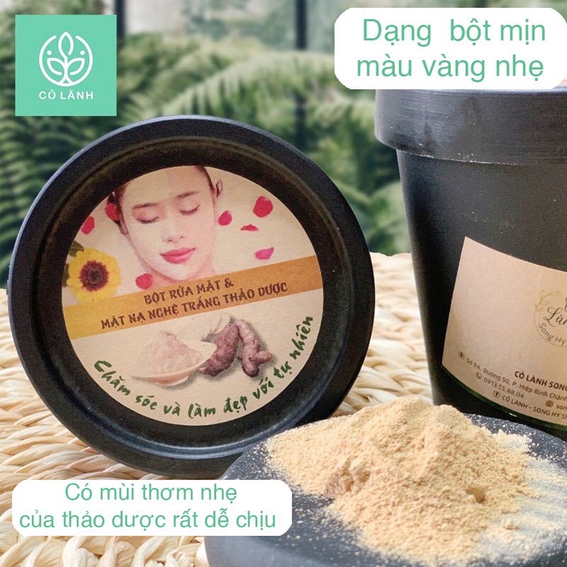 Bột rửa mặt thảo dược nghệ trắng Cỏ Lành 100G - Thay thế sữa rửa mặt cho mẹ bầu và sau sinh