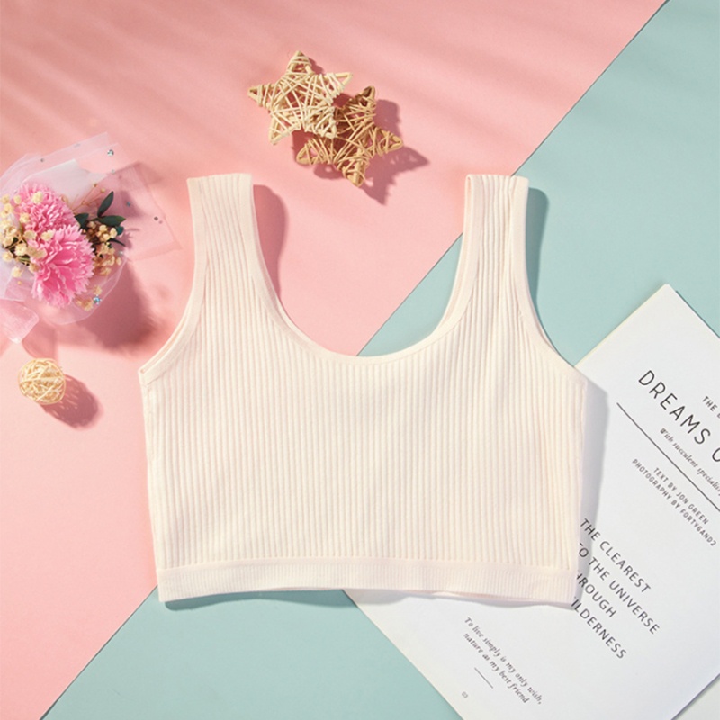 Áo Bra Cotton Hai Dây Bản Rộng Màu Trơn Kiểu Thể Thao Cho Bạn Gái Tuổi Teen