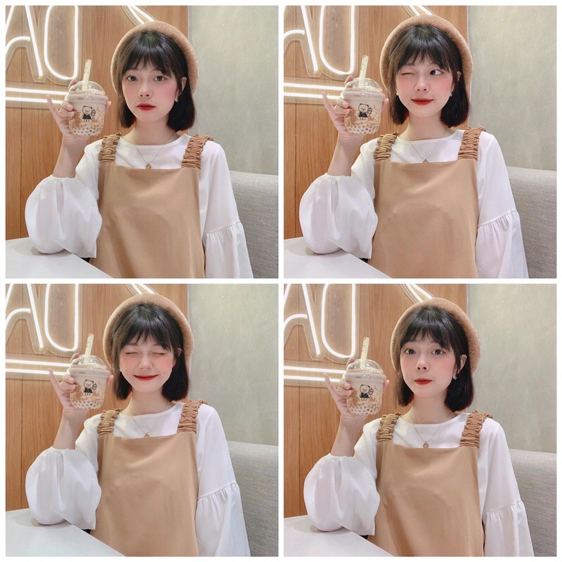 (SẴN + ẢNH THẬT) SÉT VÁY YẾM DÀI ULZZANG PHONG CÁCH HÀN QUỐC 2 MÀU ĐEN VÀ NÂU TÂY | BigBuy360 - bigbuy360.vn