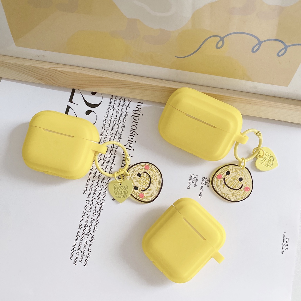 Vỏ Bảo Vệ Hộp Sạc Tai Nghe Airpod 1 2 3 pro Bằng tpu Mềm Hình Mặt Cười Màu Vàng Mới