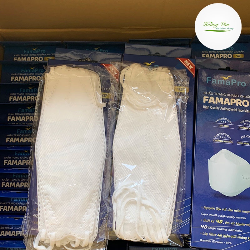 [Thùng 50 hộp] Khẩu trang y tế kháng khuẩn cao cấp Famapro 4D Nam Anh