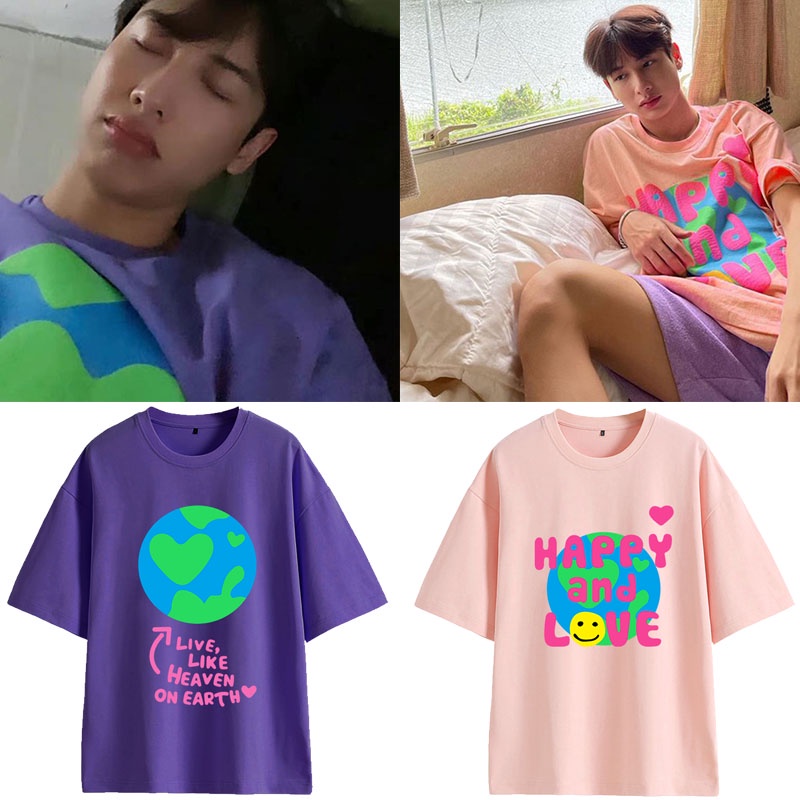 KPOP OFFGUN ins Same Cotton Short-sleeved T-shirt Plus Size Men and Women Harajuku 2022 Summer New Korean Style Couple Loose Round Neck Printed Half-sleeve Tee Top