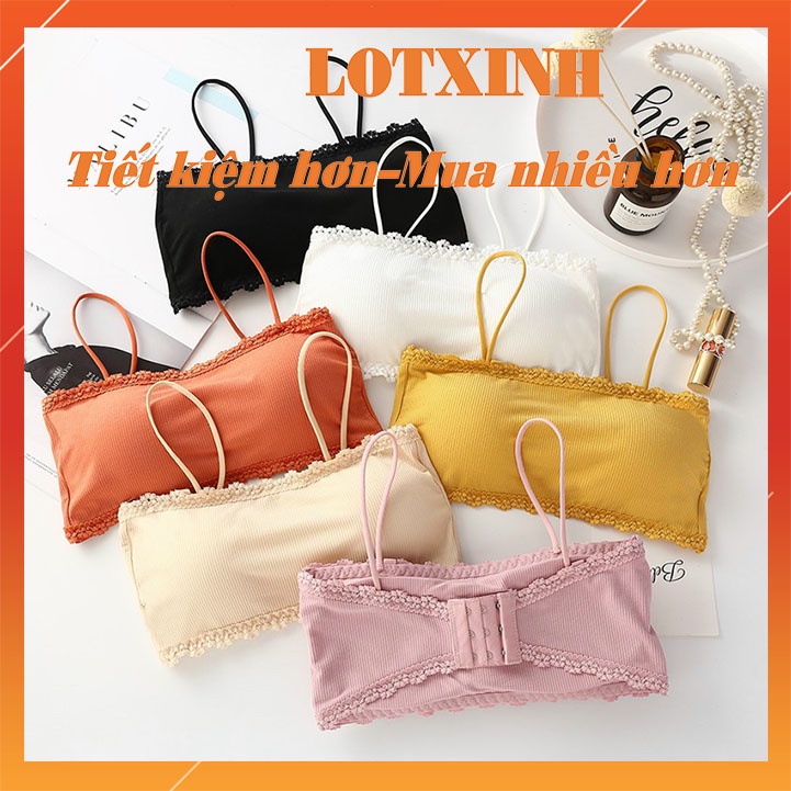 Áo lót nữ áo Bra len tăm có đệm mút hai dây mềm mại cao cấp freesize 37-65kg AOLOT07