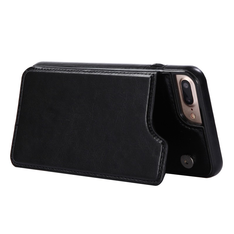 Ốp điện thoại bằng da tích hợp ví gập đựng thẻ màu trơn dành cho iPhone 5/5S/6/6S/6+/6S+/7/8/7+/8+ | BigBuy360 - bigbuy360.vn