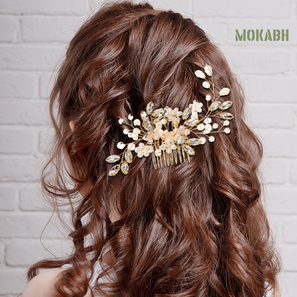 Lược Cài Tóc Đính Ngọc Trai Nhân Tạo Handmade Chống Trượt Dành Cho Cô Dâu