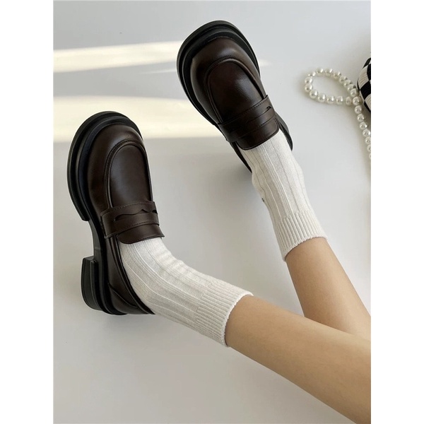 Giày lười nữ mũi tròn da PU cao cấp đế dày cực êm bền đẹp hàng hãng Karomu nội địa
