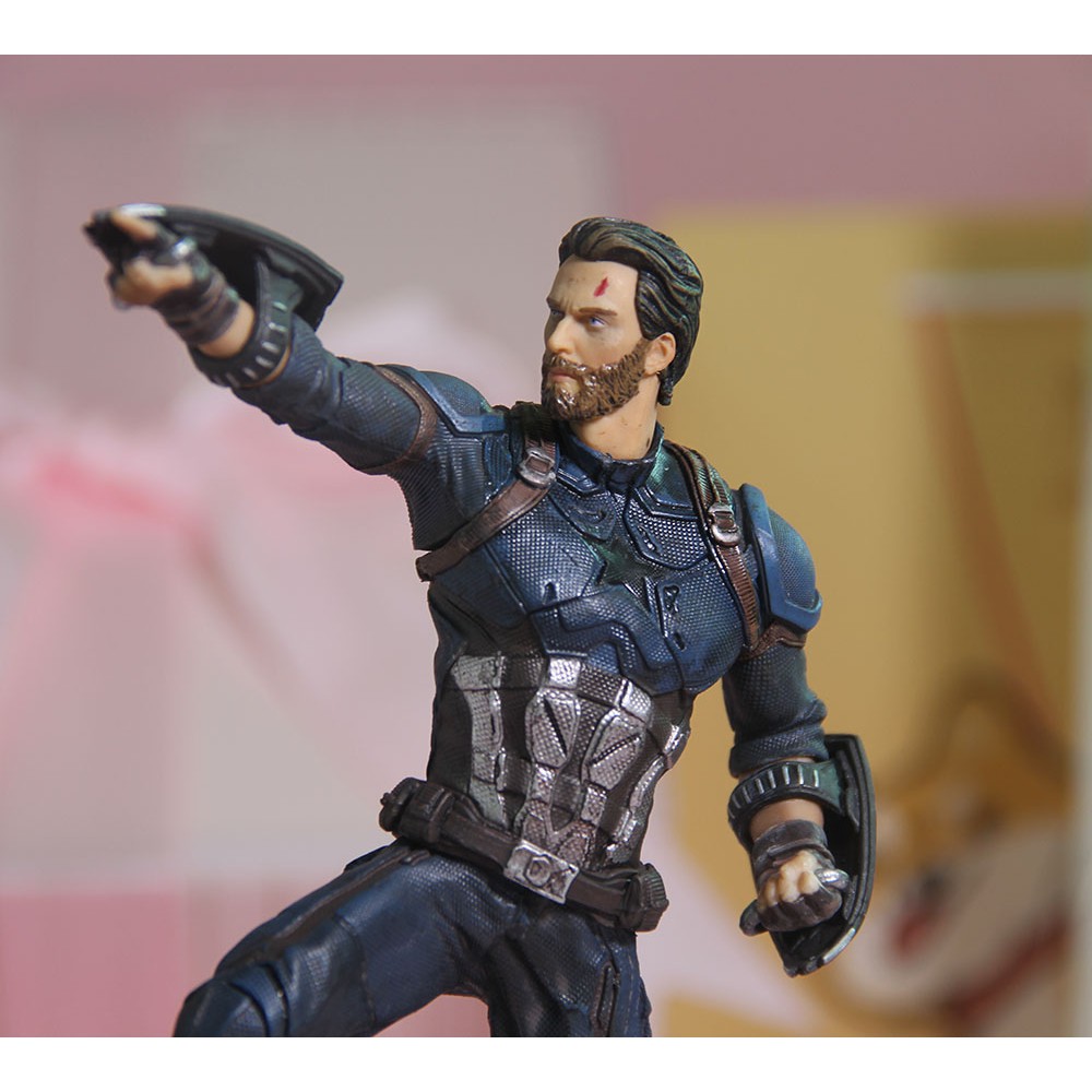 Mô hình tượng Cap râu, Captain America Infinity war tỉ lệ 1/10 cao 23cm